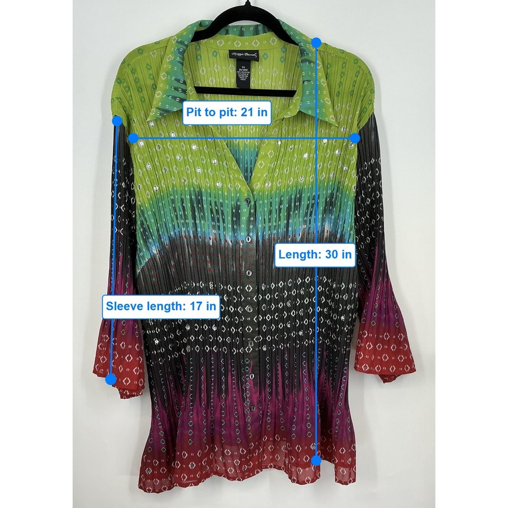 Artsy Abstract Tunic‎ Top Womens 3X Ombre Geometric Statement Studded Plus Size - Picture 7 of 8